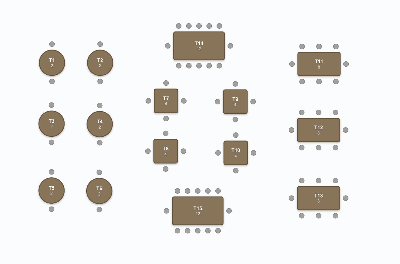 Vue plan de salle dans le logiciel Bookfor